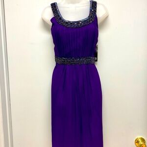 Sean Collection Women’s Silk Lined Iridescent Beaded Neckline and Waist Dress